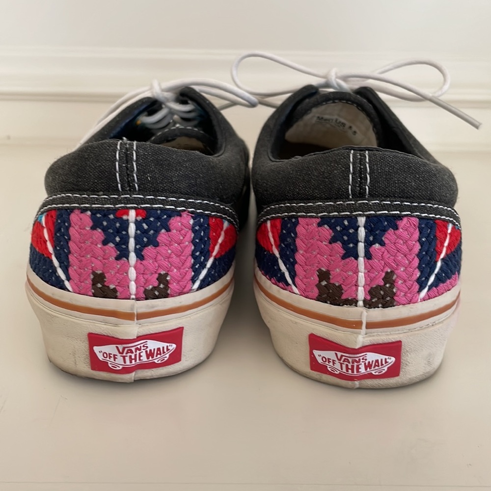 Vans | Authentic Style - Grey With Colourful Cross Stitch Detail - Women’s 7